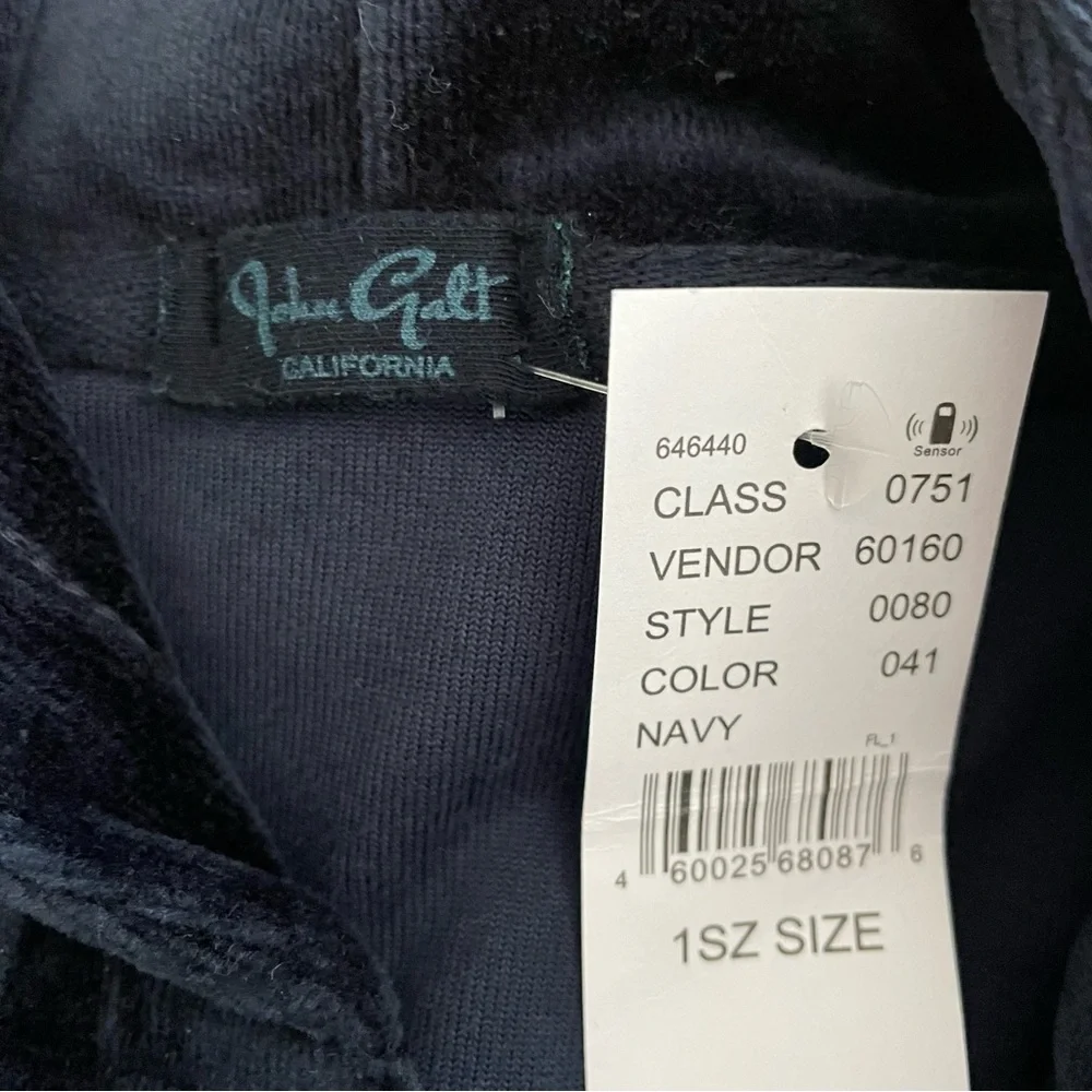 JOHN GALT / BRANDY MELVILLE Velour Full Zip Hoodie in Navy - New With Ta…